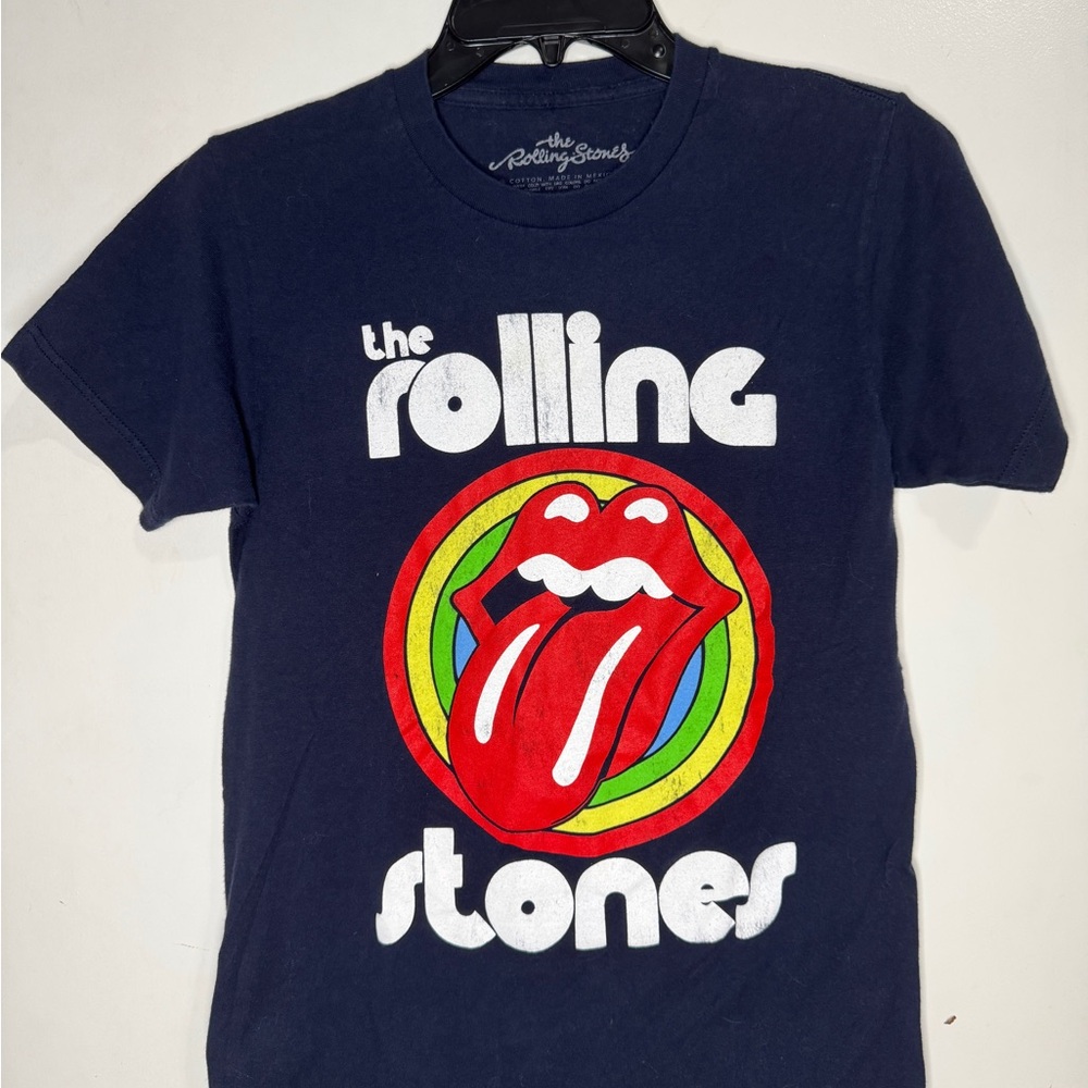 The Rolling Stones Women’s Graphic Tee Tongue Classic T-Shirt in Navy  S Small